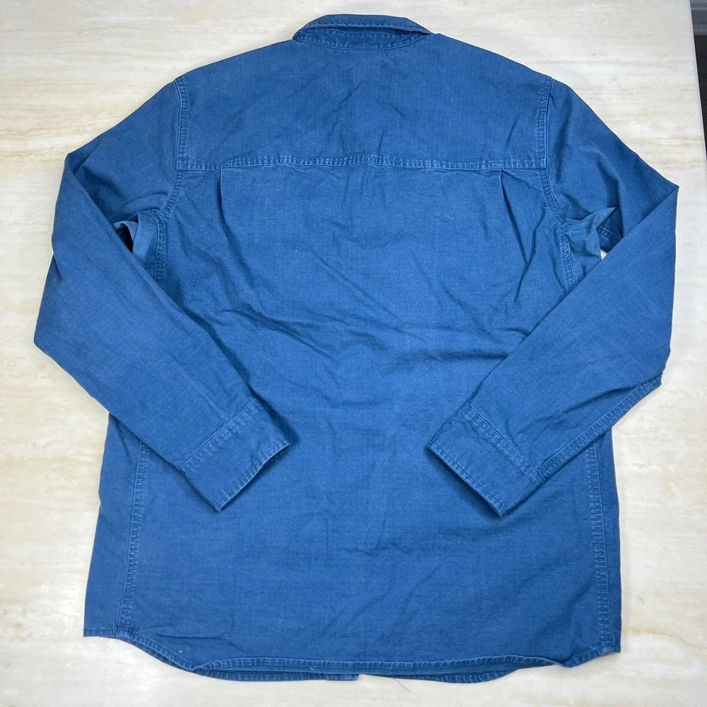 The North Face Mens Blue Ripstop Long Sleeve Button Down Utility Shirt Large